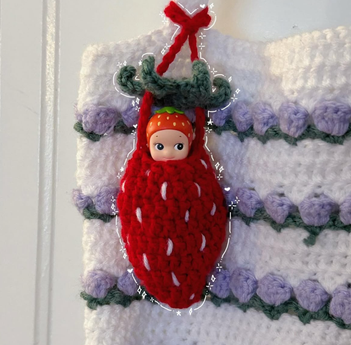 Strawberry bag charm for carrying all kinds of trinkets